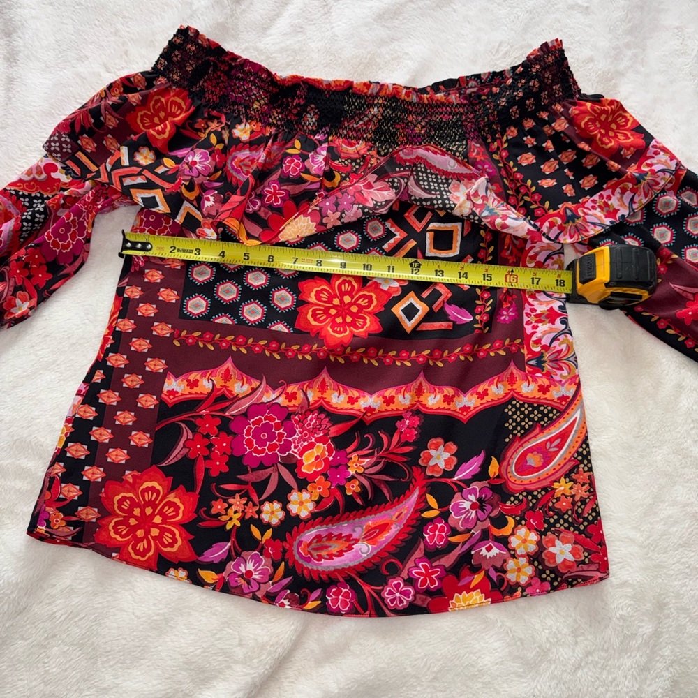 Trina Turk Multicolor Off-Shoulder Blouse - Picture 10 of 10